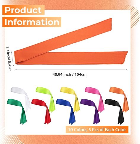 Hiboom 50 Pcs Head Tie Headbands Men Women Ninja Karate Tie Athletic Sweatbands for Sports Basketball Tennis Running Workout in Saudi Arabia