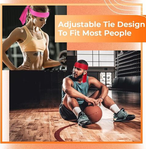 Hiboom 50 Pcs Head Tie Headbands Men Women Ninja Karate Tie Athletic Sweatbands for Sports Basketball Tennis Running Workout in Saudi Arabia