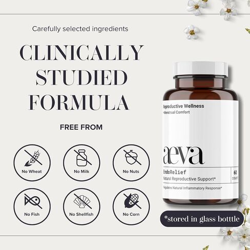 Aeva EndoRelief – Serrapeptase-Powered Reproductive Support for Period Discomfort, Hormonal Balance & Healthy Tissue Response – Functional Medicine Formula for Women – Made in California in Saudi Arabia