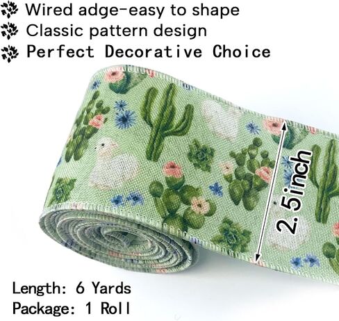 Floral Wired Edge Ribbons 2.5inch 10 Yards, Flower Gift Wrapping Ribbon for Holiday Party Wrapping DIY Craft Party Decoration Wreaths Bow in Saudi Arabia