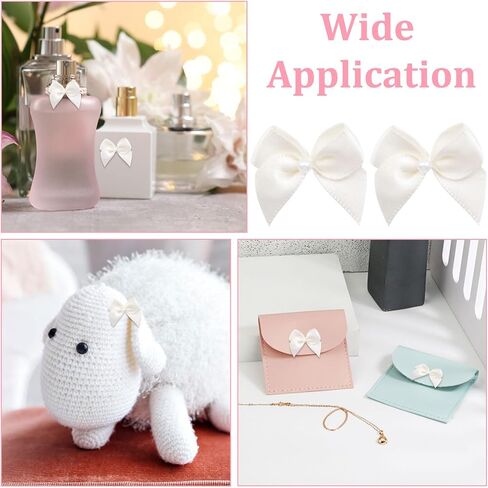 WANDIC Decorative Polyester Bow with Pearl, 100 Pcs Pink Mini Satin Ribbon Bowknot Twist Tie Bows Premade Bows for Wedding Favors Decor Gift Wrap DIY Craft in Saudi Arabia