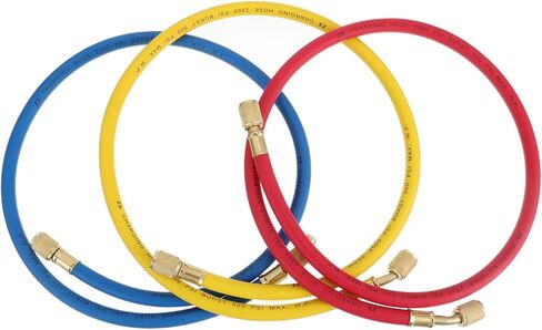 3pcs المبرد إضافة أنبوب شحن الفلوريد خرطوم لمكيف الهواء مكيف متين عالي الضغط سهل التثبيت متوافق مع التركيبات الإنجليزية المزدوجة in Kuwait