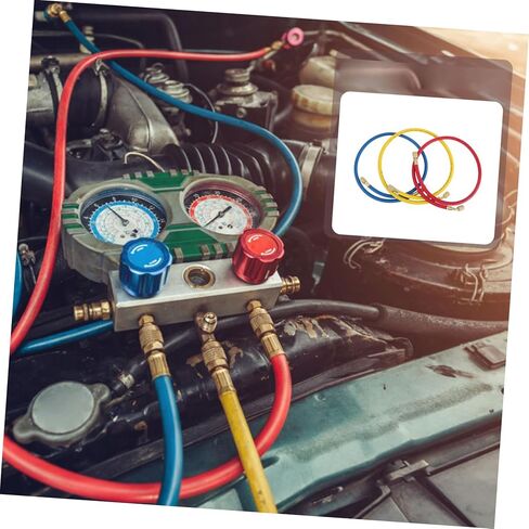 3pcs المبرد إضافة أنبوب شحن الفلوريد خرطوم لمكيف الهواء مكيف متين عالي الضغط سهل التثبيت متوافق مع التركيبات الإنجليزية المزدوجة in Kuwait