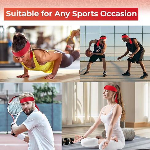 Hiboom 50 Pcs Head Tie Headbands Men Women Ninja Karate Tie Athletic Sweatbands for Sports Basketball Tennis Running Workout in Saudi Arabia