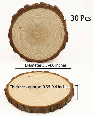 Natural Wood Slices 30 Pcs 2-2.4 Inches Craft Unfinished Wood Kit Predrilled Wooden Rounds with Bark, Wood Circles with Hole, Wood Slices for Crafts Ideal for DIY Projects, Christmas Ornaments in Saudi Arabia