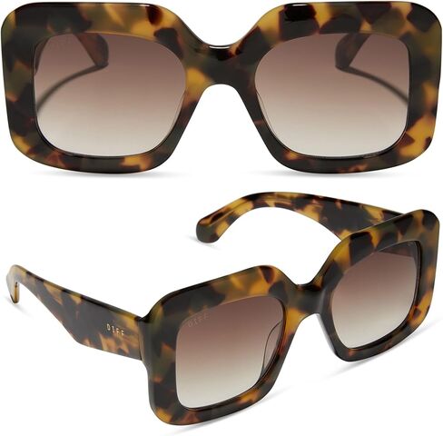 نظارات شمسية مستطيلة من DIFF Giada للنساء حماية مستقطبة من الأشعة فوق البنفسجية 400، كريستال دخاني + رمادي in Kuwait