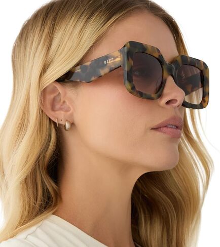 نظارات شمسية مستطيلة من DIFF Giada للنساء حماية مستقطبة من الأشعة فوق البنفسجية 400، كريستال دخاني + رمادي in Kuwait