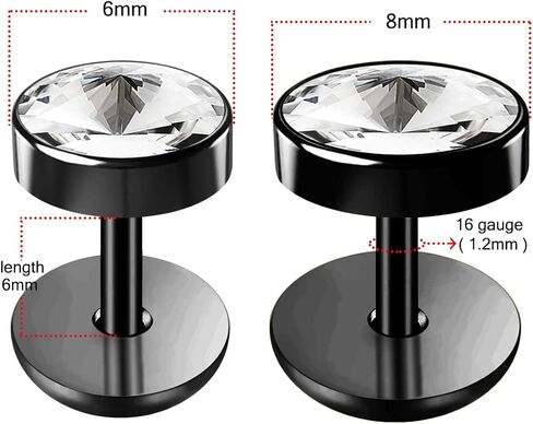 Clear Crystal Stone 316L الزر الفولاذ الجراحي 16 مقياس الأذن وهمية - Fauxs Plug - Gauge قرط المجوهرات ثقب الجسم in Kuwait