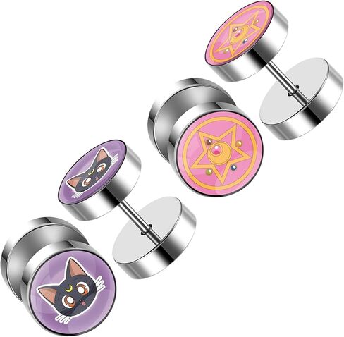 6 Pairs Cosplay Moon Anime Plug Earrings Jewelry for Men and Women | Fake Gauge in Saudi Arabia