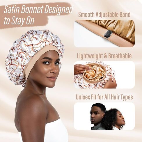 كابورد ساتان بونيه مبطن للنوم قبعة صغيرة من الخيزران أغطية الرأس جعد الشعر الطبيعي قبعة الممرضة للنساء والرجال in Kuwait