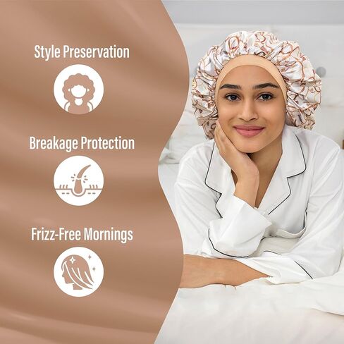 كابورد ساتان بونيه مبطن للنوم قبعة صغيرة من الخيزران أغطية الرأس جعد الشعر الطبيعي قبعة الممرضة للنساء والرجال in Kuwait