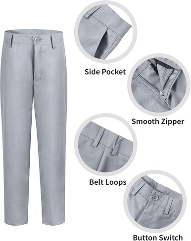 Boys Suits 6 Piece Slim Fit Kids Tuxedo Suit for Toddler Wedding Ring Bearer Outfit for Boy Jacket Vest Pants Shirts with Tie in Kuwait