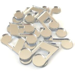 Quaver Musical Note Shaped Crafting Mirrors, Silver Mirror - (10) 3cm / 1.2in in Kuwait