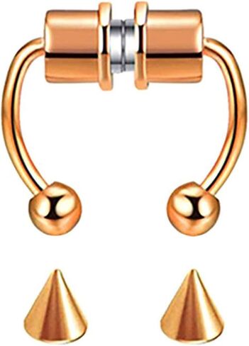 Fake Nose Ring Hoop Septum Nose Ring Horseshoe Stainless Steel Faux Fake Nose Septum Rings Non-Pierced Clip On Nose Hoop Rings in Saudi Arabia