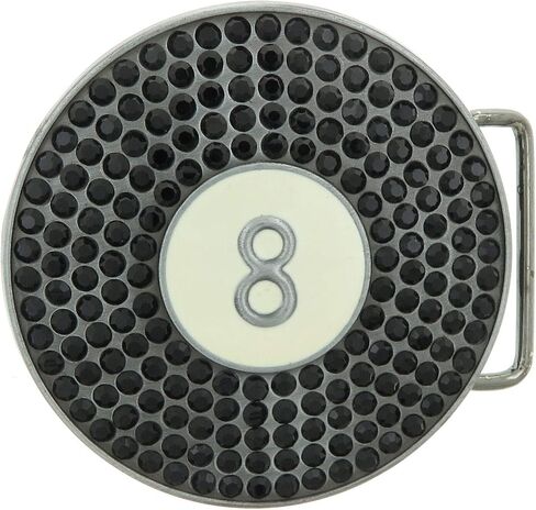 SXS 8 Ball Billiard Pool Black CZ Rhinestons Belt Metal Boxle in Saudi Arabia
