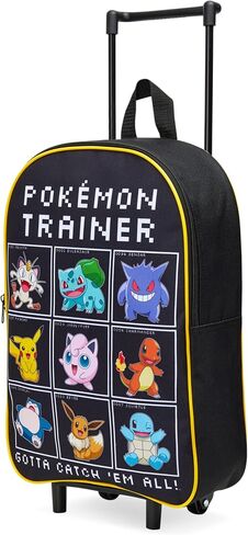 Pokemon Kids Foldable Trolley Suitcase 15", 10.5 Litres 2 Wheels Black (Black Aop) in Saudi Arabia