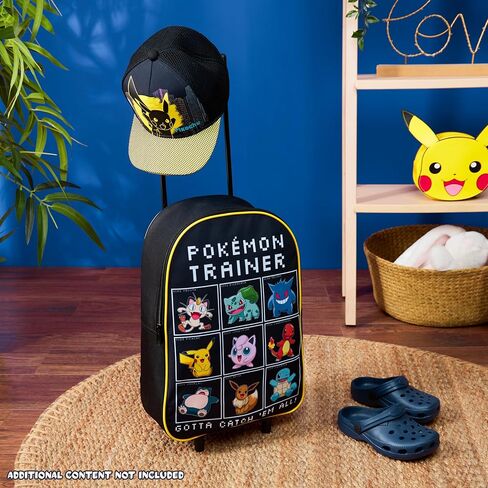 Pokemon Kids Foldable Trolley Suitcase 15", 10.5 Litres 2 Wheels Black (Black Aop) in Saudi Arabia