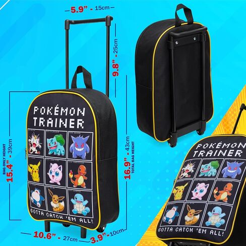 Pokemon Kids Foldable Trolley Suitcase 15", 10.5 Litres 2 Wheels Black (Black Aop) in Saudi Arabia