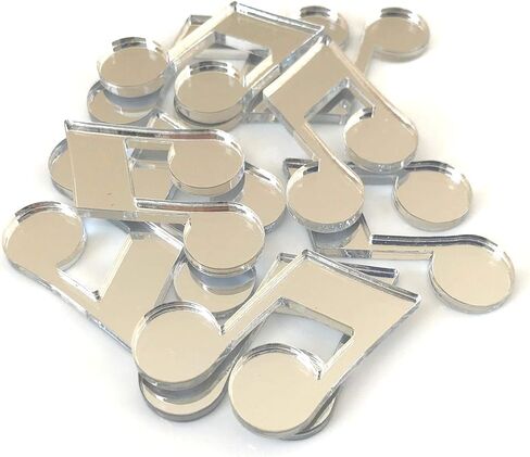 Quaver Musical Note Shaped Crafting Mirrors, Silver Mirror - (10) 3cm / 1.2in in Kuwait