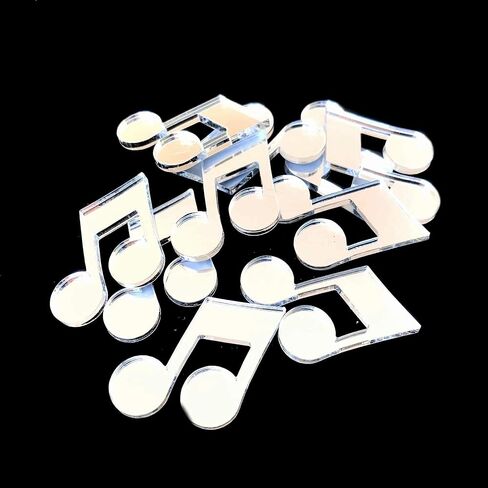 Quaver Musical Note Shaped Crafting Mirrors, Silver Mirror - (10) 3cm / 1.2in in Kuwait