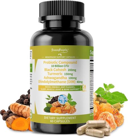 Menopause Supplement for Women - Hormone Balance for Women Night Sweats,Hot Flashes,Mood Swings,Black Cohosh/Ashwagandha/Turmeric/Probiotic Compound - 120 Capsule Vegan Gluten-Free in Saudi Arabia