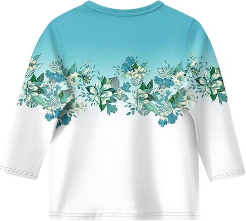 Cute Tops for Girls Summer 3/4 Sleeve Round Neck Cute Going Out Outfits Floral Print Half Sleeve Outfits 3-14 Years in Saudi Arabia