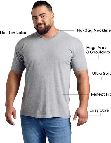 True Classic Men's Short Sleeve Crew Neck T-Shirt, XL, Heather Grey, 3 Pack in Kuwait