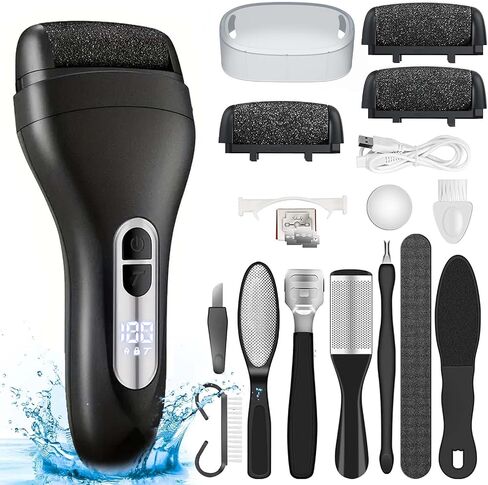 Callus Remover for Feet - with Larger Grinding Head, Electric Portable Pedicure Kit Foot File Callus Remover, Rechargeable Waterproof Foot File for Foot Care Deadskin Remover LCD Display-Pink in Kuwait