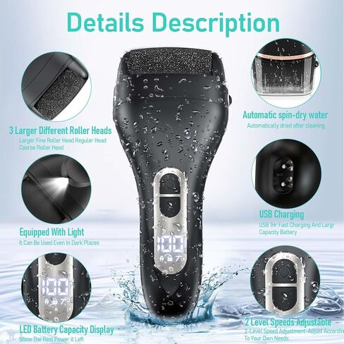 Callus Remover for Feet - with Larger Grinding Head, Electric Portable Pedicure Kit Foot File Callus Remover, Rechargeable Waterproof Foot File for Foot Care Deadskin Remover LCD Display-Pink in Kuwait