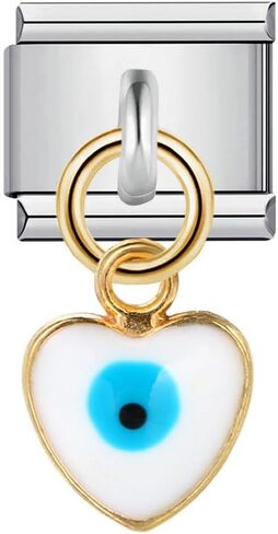 Mon & Sons Evil Eye Lucky Birthday USA Flag Pearl Camellia Flower 9mm Italian Charm Compatible With Nomination Bracelet in Saudi Arabia