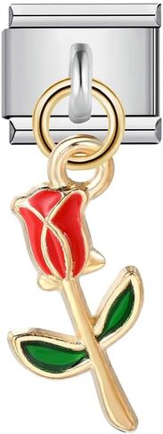Mon & Sons Evil Eye Lucky Birthday USA Flag Pearl Camellia Flower 9mm Italian Charm Compatible With Nomination Bracelet in Saudi Arabia