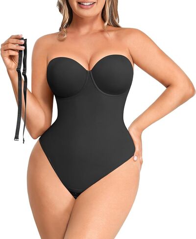 SHAPELLX Shapewear Bodysuit for Women Tummy Control Strapless Body Suit Faja Body Shaper Thong in Saudi Arabia