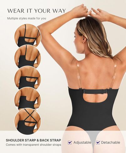 SHAPELLX Shapewear Bodysuit for Women Tummy Control Strapless Body Suit Faja Body Shaper Thong in Saudi Arabia