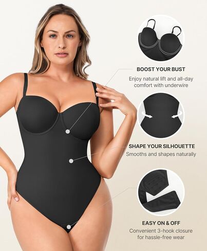 SHAPELLX Shapewear Bodysuit for Women Tummy Control Strapless Body Suit Faja Body Shaper Thong in Saudi Arabia
