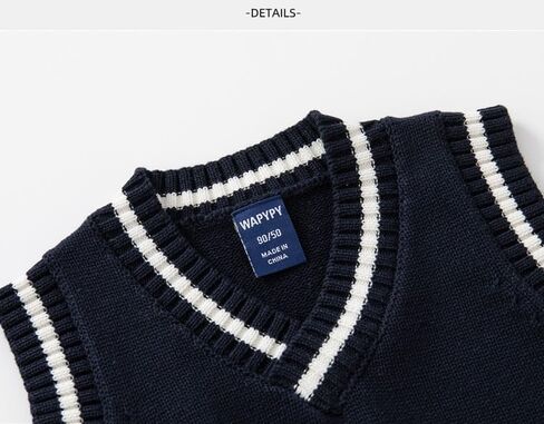 Meufam Toddler Baby Boys Casual Spring Basic V-Neck Sleeveless Solid Color Tank Sweater Knit Uniform Kids Vest Top in Kuwait