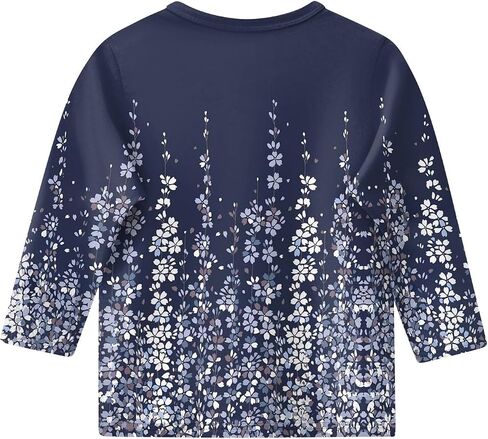 Cute Tops for Girls Summer 3/4 Sleeve Round Neck Cute Going Out Outfits Floral Print Half Sleeve Outfits 3-14 Years in Saudi Arabia