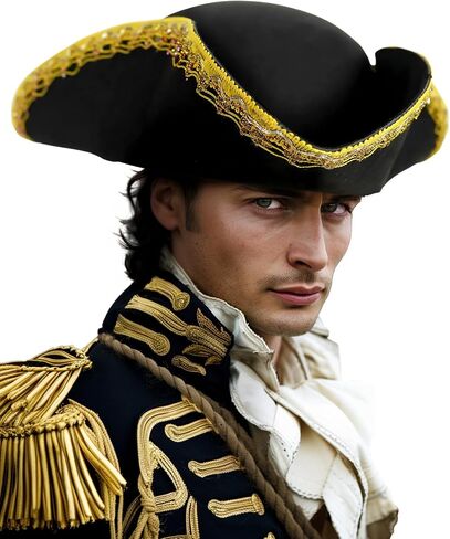 UQJE Authentic Pirate Hat for Adult Leather Tricorn Halloween Colonial Costume Accessories in Saudi Arabia
