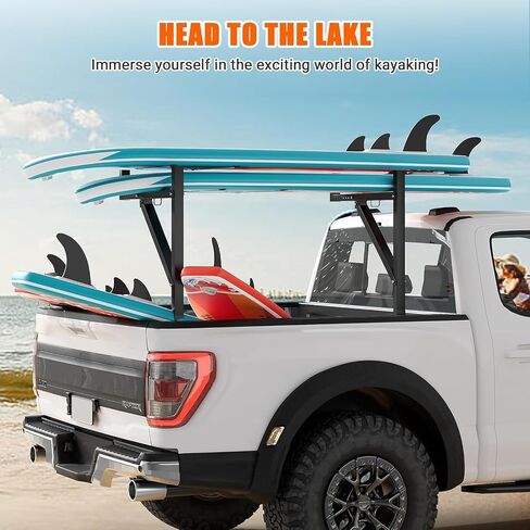 Truck Rack, 19-34 in Extendable Truck Ladder Rack, 44.5-49.5" Adjustable Height, 250 lbs Capacity Steel Ladder Rack for Truck, Heavy Duty Truck Bed Rack for Kayak, Surfboard, Lumber, Ladder in Kuwait