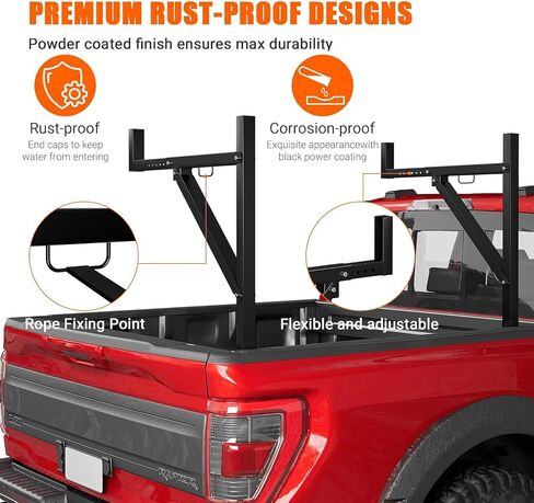 Truck Rack, 19-34 in Extendable Truck Ladder Rack, 44.5-49.5" Adjustable Height, 250 lbs Capacity Steel Ladder Rack for Truck, Heavy Duty Truck Bed Rack for Kayak, Surfboard, Lumber, Ladder in Kuwait
