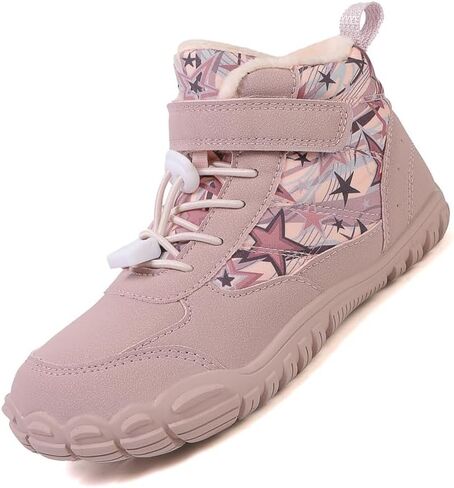 Winter Children Barefoot Snow Boots High-Top Shoes Anti Slip Plush Trail Running Shoes for Hiking Climbing Outdoor Boots (622-Pink, Toddler, 1, Digital, US Shoe System, Wide Leg Pants) in Saudi Arabia