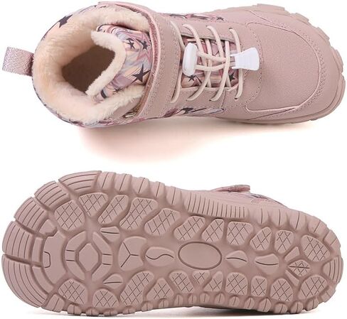 Winter Children Barefoot Snow Boots High-Top Shoes Anti Slip Plush Trail Running Shoes for Hiking Climbing Outdoor Boots (622-Pink, Toddler, 1, Digital, US Shoe System, Wide Leg Pants) in Saudi Arabia