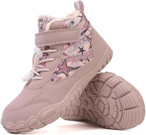 Winter Children Barefoot Snow Boots High-Top Shoes Anti Slip Plush Trail Running Shoes for Hiking Climbing Outdoor Boots (622-Pink, Toddler, 1, Digital, US Shoe System, Wide Leg Pants) in Saudi Arabia