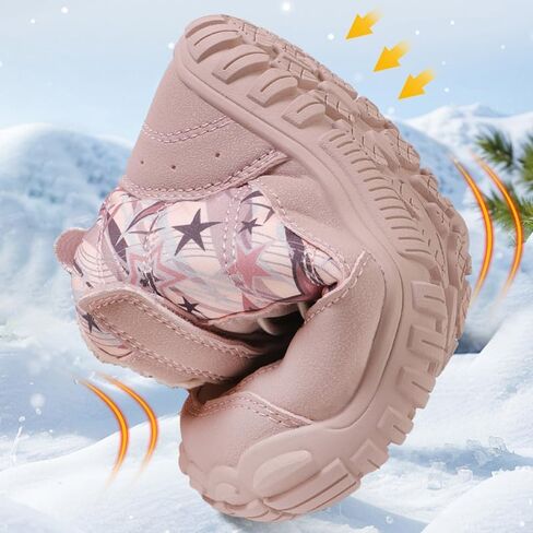 Winter Children Barefoot Snow Boots High-Top Shoes Anti Slip Plush Trail Running Shoes for Hiking Climbing Outdoor Boots (622-Pink, Toddler, 1, Digital, US Shoe System, Wide Leg Pants) in Saudi Arabia