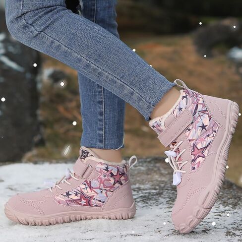 Winter Children Barefoot Snow Boots High-Top Shoes Anti Slip Plush Trail Running Shoes for Hiking Climbing Outdoor Boots (622-Pink, Toddler, 1, Digital, US Shoe System, Wide Leg Pants) in Saudi Arabia