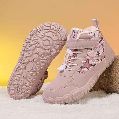 Winter Children Barefoot Snow Boots High-Top Shoes Anti Slip Plush Trail Running Shoes for Hiking Climbing Outdoor Boots (622-Pink, Toddler, 1, Digital, US Shoe System, Wide Leg Pants) in Saudi Arabia
