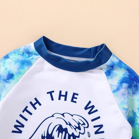 Happy Town Toddler Boys Swimsuits Trunk Rashguard Long Sleeve Swim Shirt Two Pieces Bathing Suits Surfing Suit Swimwear Beach Summer Outfits Clothes(Yummy，Excited Shark,12-18 Months) in Saudi Arabia
