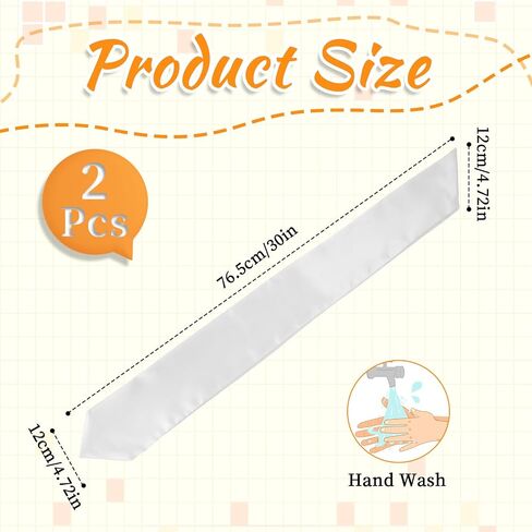 2 Pcs White Graduation Sash, 60" Long Plain Graduation Stole, Unisex Adults Graduation Accessories for Graduation Ceremony and Photos in Saudi Arabia