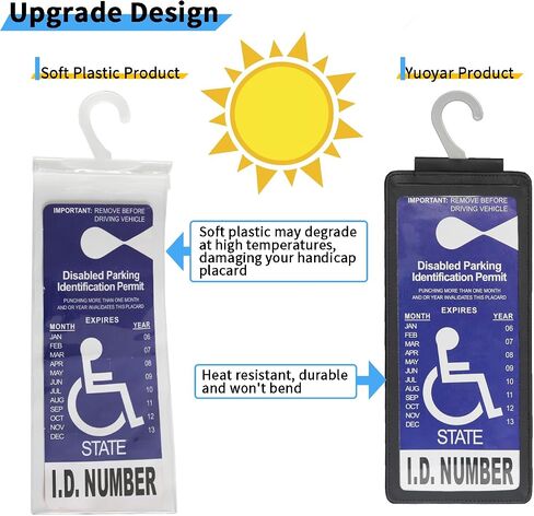 حامل اللاسفور الشفافة في Yuoyar Ultra للحصول على لافتة متينة لسيارات الإعاقة مع شماعات كبيرة (1pcs أسود) in Kuwait