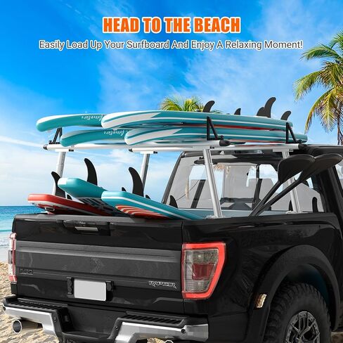 Truck Rack, 17-29 in Adjustable Ladder Rack for Trucks with C-Clamps, Non-Drilling Aluminum 800 lbs Capacity Truck Bed Rack, Heavy Duty Pickup Truck Racks for Kayak, Surfboard,Lumber,Ladder in Kuwait
