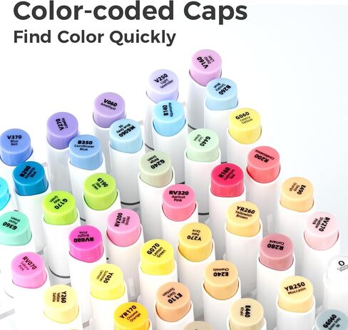 Ohuhu Alcohol Brush Markers 48 Mid-tone Colors- Double Tipped Alcohol Based Art Marker Set for Artists Adults Coloring Sketch Illustration- Brush & Chisel Dual Tips- Honolulu- Refillable in Saudi Arabia